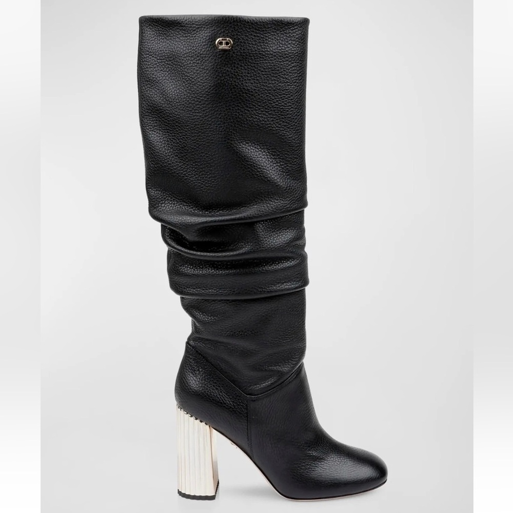 NEW DEE OCLEPPO Bethany Slouchy Leather Knee Boots 7.5 sexy winter statement